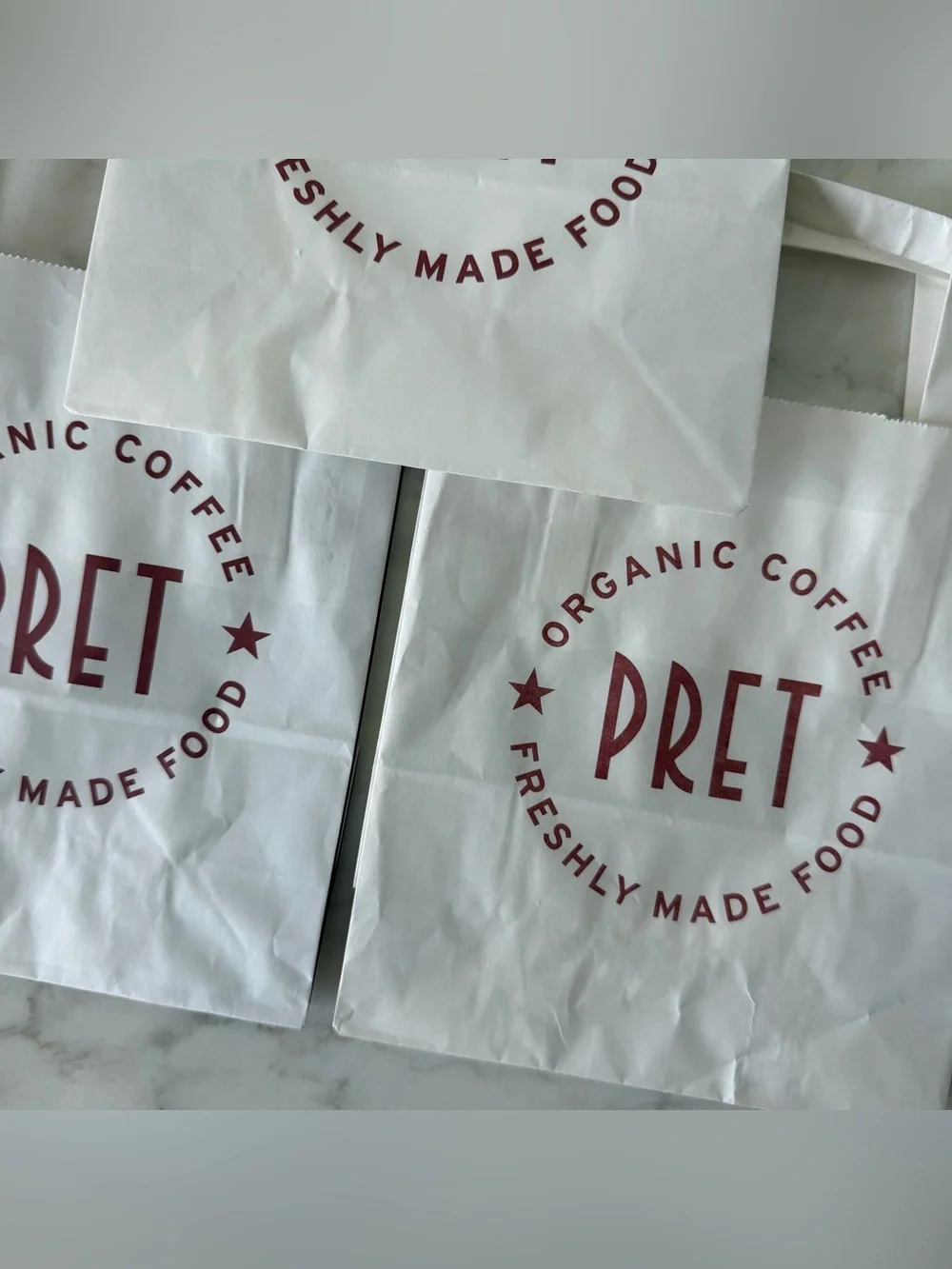 (3) Three Paper Pret A Manger Handle Bags